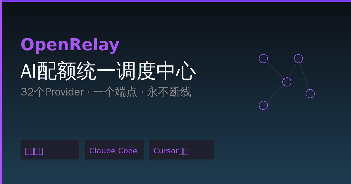 OpenRelay评测:把全网免费AI配额汇总到一个面板,支持Claude Code/_cursor/Windsurf-China AI Hub