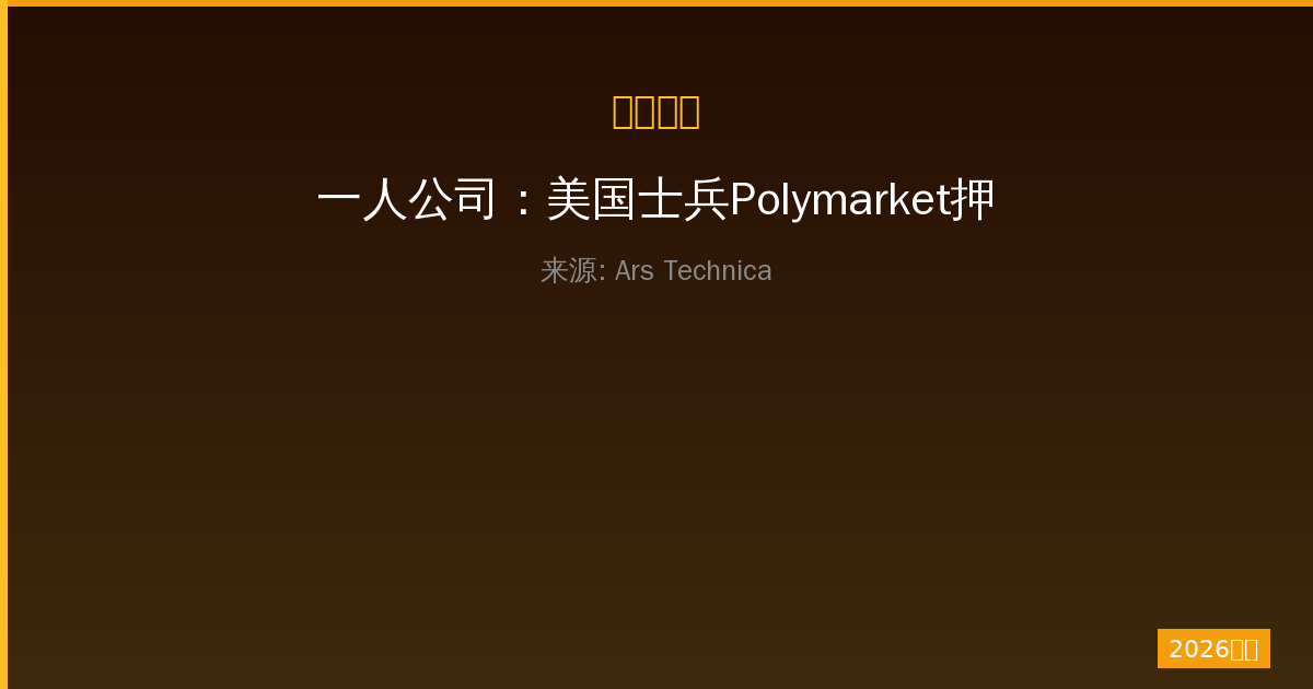 一人公司：美国士兵Polymarket押注410万美元时机被捕，指控非法-China AI Hub