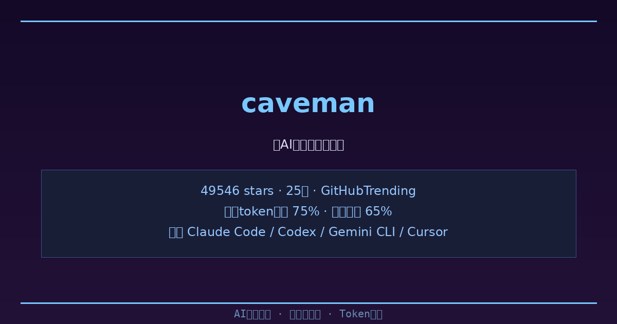 caveman：让AI学会穴居人说话，25天5万星，输出token直降75%（附实测数据）-China AI Hub
