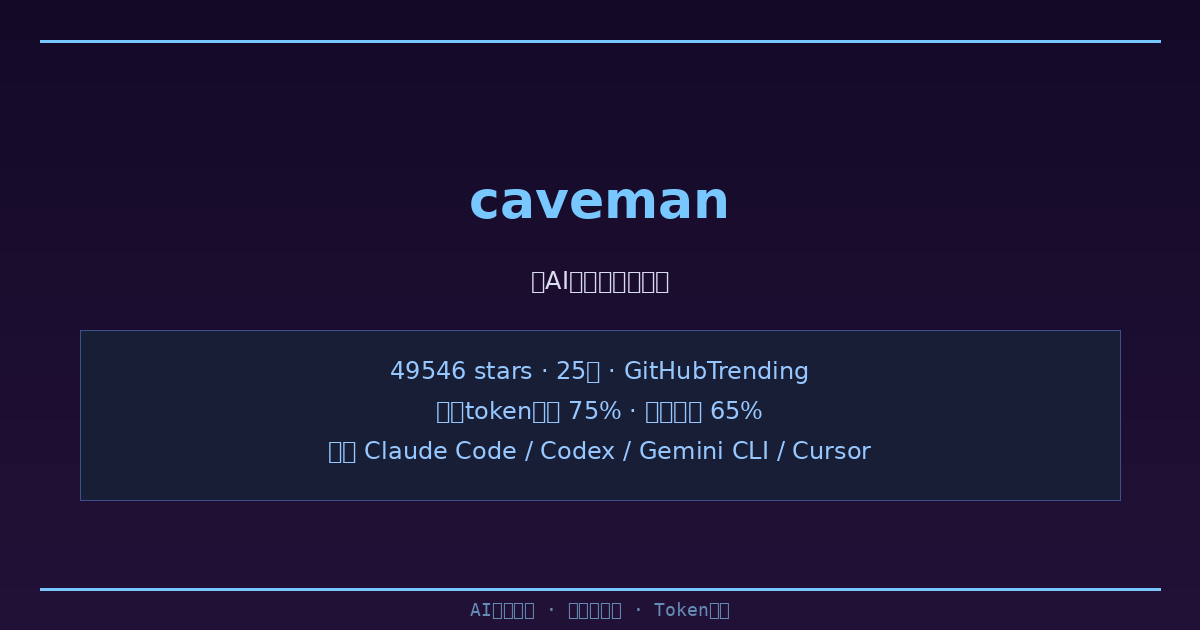 caveman：让AI学会穴居人说话，25天5万星，输出token直降75%（附实测数据）-China AI Hub